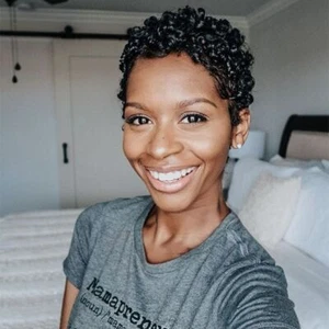 Short Pixie Cut Afro Kinky Curly Wig For Black Women Heat Safe Fiber Wigs Party - Picture 1 of 14