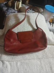 Vintage Kenneth Cole New York Deep Red Round Leather Purse Handbag - Picture 1 of 10