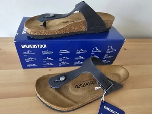 Birkenstock Birko-Flor Gizeh negro mate nuevo en caja - talla 39 - Reino Unido 5,5 ajuste regular - Imagen 1 de 7