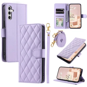 For Various Phone Crossbody Leather Flip Wallet Case Holder +Strap Cover Women - Picture 1 of 27