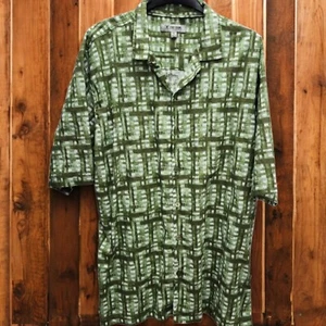 Stacy Adams Mens 3XL Button Up Shirt Green Linen Blend Short Sleeve Casual - Picture 1 of 8