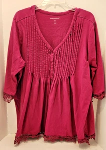 Camiseta túnica Woman Within para mujer grande manga corta rosa cuello en V 2X 26/28 - Imagen 1 de 10