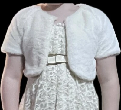 Wonder Nations Girls Plush Cream Faux Fur Cover Up Size 10 - Image 1 of 4