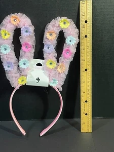 Claire's - Easter Bunny Ears Headband w/ Flowers  / New - Picture 1 of 3