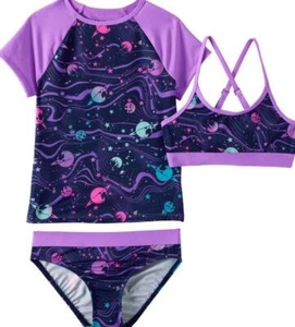 LANDS' END Girl's 10 Navy Space 3-Pc UPF 50 Swim Set NWT $55 - Picture 1 of 4