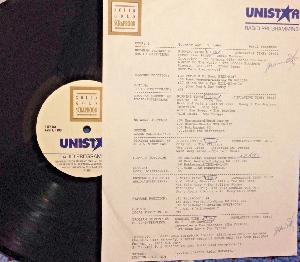 RADIO SHOW 4/3/90 APRIL HITS: BEATLES w/PETE BEST INTERVIEW, DOOBIE BROS, TROGGS - Image 1 of 1