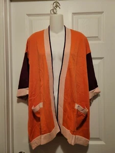 LANDS END SHORT SLEEVE OPEN FRONT CARDIGAN SWEATER CORAL PLUS SIZE 2X -NEW - Picture 1 of 1
