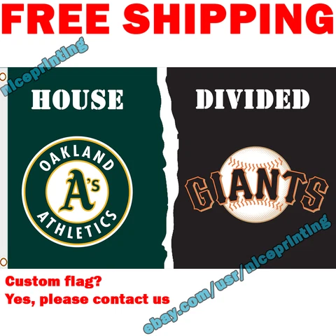 Oakland Athletics vs. San Francisco Giants House Divided Flag Banner 3x5 ft NEW Cover