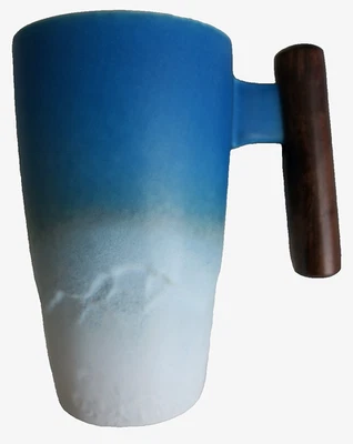 Caneca de chá Suyika Tomotime cerâmica tampa infusor chá cabo de madeira 5 1/2" de altura - Imagem 1 de 4