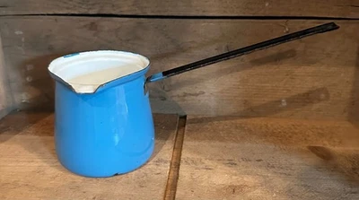 Vintage Blue Enamelware Butter Warmer, Coffee Milk, Syrup Ladle - Image 1 of 4
