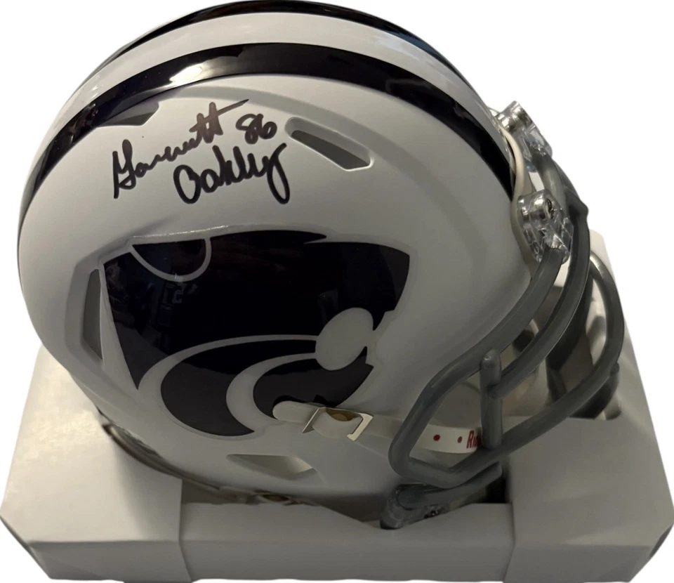 Kansas State Wildcats Garrett Oakley Signed White Mini Helmet JSA Certified - Image 1 of 1