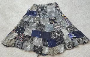 Vintage Prairie Floral Patchwork Cottagecore Full Rayon Maxi Skirt Free Size - Picture 1 of 6