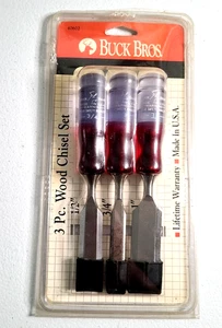 Buck Bros 40602 Set Scalpelli Legno 3 Pezzi USA NUOVO leggi descrizione - Foto 1 di 8