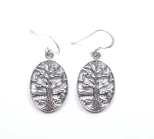 Damen Ohrringe Lebensbaum 925 Sterling Silber Ohrhänger 3,2 g - Bild 1 von 7