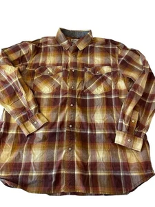 XL Carhartt Long Sleeve Snap Button Up Shirt Plaid Brown Western Work - Picture 1 of 9