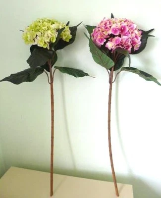 Artificial silk flowers and plants 75 cm Hydrangea stem 15cm head 2 colours  F57 - image 1 of 3