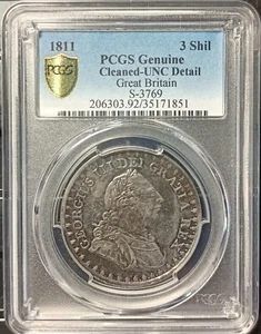 GREAT BRITAIN 3SHIL 1811 PCGS UNC DETAIL. - Picture 1 of 4