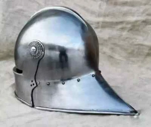 Casco de acero medieval antiguo caballero armadura casco de guerrero cerrado diseño hecho a mano - Imagen 1 de 4