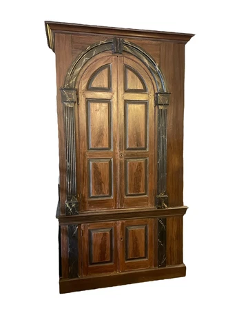 HUGE Faux Painted Raised Paneled 18th Century Architectural 1 Piece Cupboard Cover