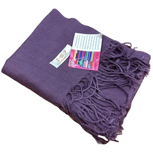 Shiboyuan Pashmina Scarf Purple Fringe New Soft Rectangle SBY Woven - Picture 1 of 6