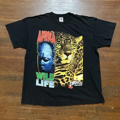 Vintage 1990s Africa Cheetah Rap Tee Shirt Size XL Nature  Foto 1 de 4