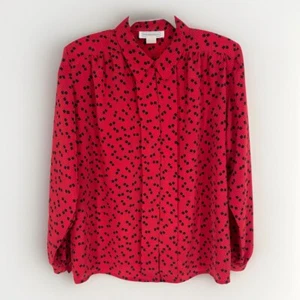 Vintage Geometric Artsy Day To Night Abstract Pleat Puff Sleeves 80s Top Blouse - Picture 1 of 7