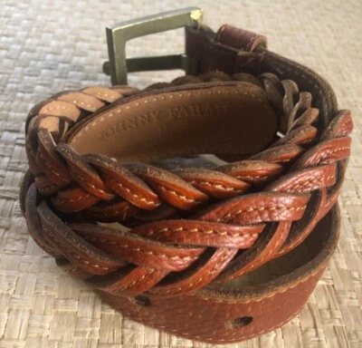 JOHNNY FARAH BRAIDED LEATHER BELT MEDIUM  38" LONG - Image 1 of 4