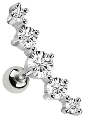 Orecchio Helix Trago Lobo Piercing Spina Staffa con Sfera E Brillanti Cristallo - Immagine 1 di 3