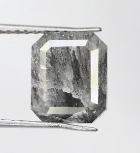 3.95 Ct Natural Loose Emerald Diamond Grey Color Emerald Shape Rustic Diamond - Bild 1 von 13