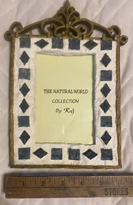 RAJ The Natural World 9.5x6 Resin Picture Frame For 3.5x5” Photo White Gold Blue - Picture 1 of 5