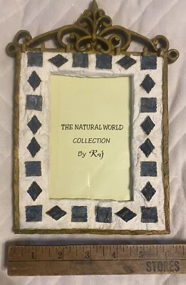 "Marco de resina RAJ The Natural World 9,5x6 para foto de 3,5x5"" blanco dorado azul" Foto 1 de 4