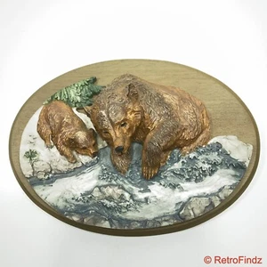 American Collection Wildlife Bear & Cub Plaque 1988 by Avon Collectibles - Picture 1 of 6