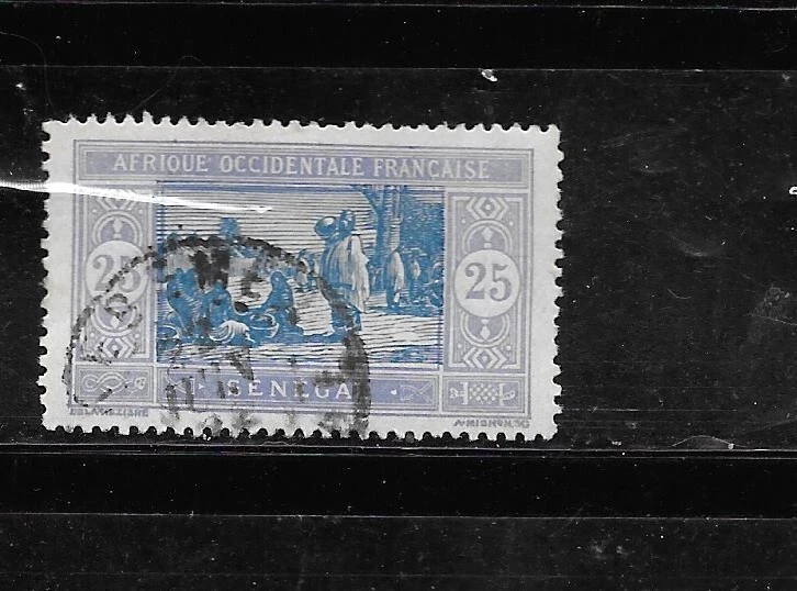 SENEGAL SC#91 1914 25 c BLUE PREPARING FOOD DEFINITIVE USED  CLASSIC  STAMP - Image 1 of 1