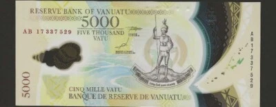 2017 VANUATU 5000 Vatu Uncirculated Banknote. Single Five Thousand Vatu UNC - Image 1 of 2