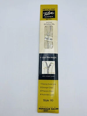 Talon Zipper Vintage NOS Bone Ivory Nylon Coil 20 Inches Neckline - Image 1 of 4