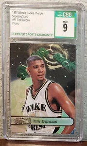 1997 Wheels ROOKIE Thunder Shooting Stars Tim Duncan PROMO #P1 CSG 9 MINT POP 1 - Picture 1 of 2