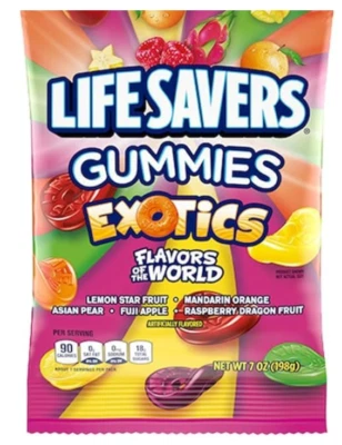 NEW!!! Life Savers Exotics Gummies Candy Bag, 7 Oz Bag, (1-Bag)(BB08/2024)