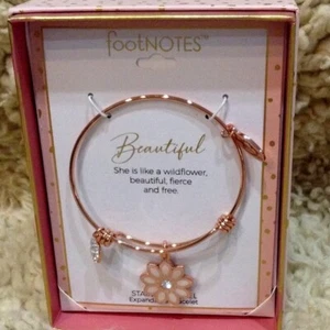 NWT Footnotes Bracelet, Rose Gold, Daisies, Stainless Steel, Girlhoodcore, Fairy - Picture 1 of 6