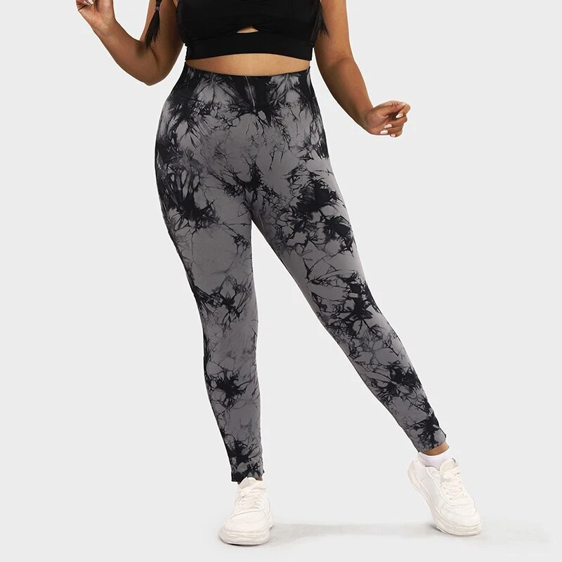 Plus Size Women's Leggings Tie Dye Seamless Sports Yoga Pants Gym Fitness L-3XL - Image 1 of 4