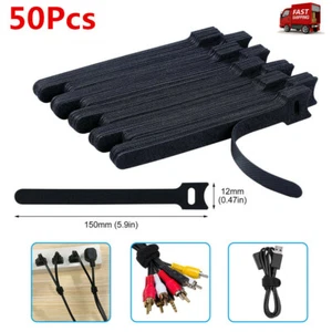 50 pcs Reusable Strap Organizer Cable Cord Wire Wrap Tie Tidy Straps Adjustable - Afbeelding 1 van 10
