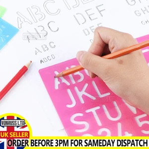 Buchstaben Schablone Set Alphabet Buchstaben Zahl Kunststoff Schablonen große Schrift groß - Bild 1 von 5