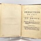 De Swert J. Déduction Du Fait Et Du Droit Pour Dame Marie Scoville. Relié, 1729