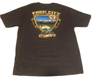 ~Harley Davidson~Park City Utah~2011~ Motorcycle Biker With Barn~Gray~Size Large - Picture 1 of 8
