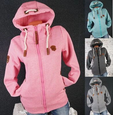 Damen Sweat Jacke Kapuze Hoodie Fleece Übergangsjacke meliert S M L XL 2XL 3XL - Bild 1 von 4
