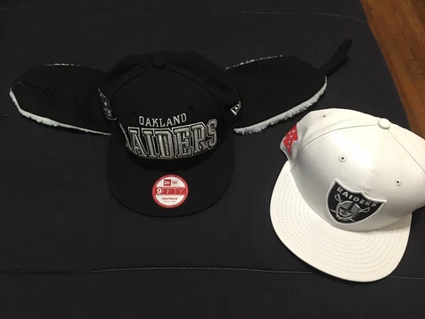 Raiders NFL Memorabilia Items All New Dog ear Hat And White Cover