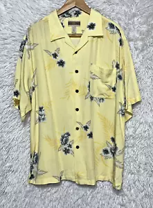 Men's Hawaiian Shirt Yellow XL Rayon Short Sleeve Pocket Tropical Vacation Beach - Picture 1 of 13