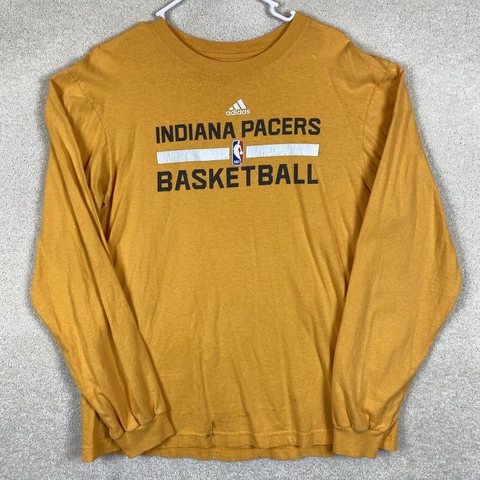 Indiana Pacers NBA Adidas Basketball Adult Size Large Yellow Long Sleeve Shirt Cover