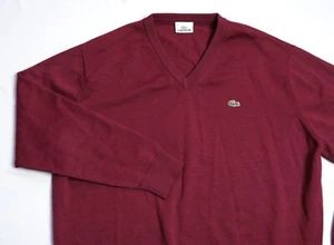 Lacoste V-Neck Wool blend Jumper mens Sweater Pullover top size 6 XL 56 Basi SA - Picture 1 of 9