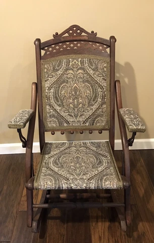 Antique 1890's Eastlake Victorian Style Wooden Folding  Rocker Rocking Chair Cover