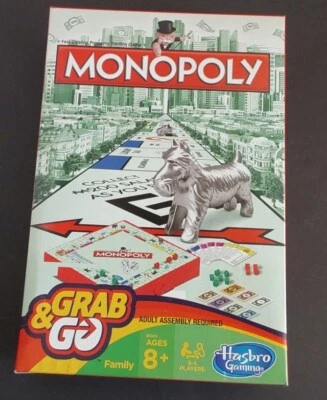 Monopoly Grab & Go Travel Size Family Board Game. Hasbro Gaming. New.  - Image 1 of 4